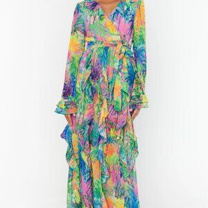 NWOT Show Me Your Mumu Jenny Ruffle Maxi Colorful Dress M !